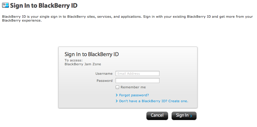 Sign in to BlackBerry ID