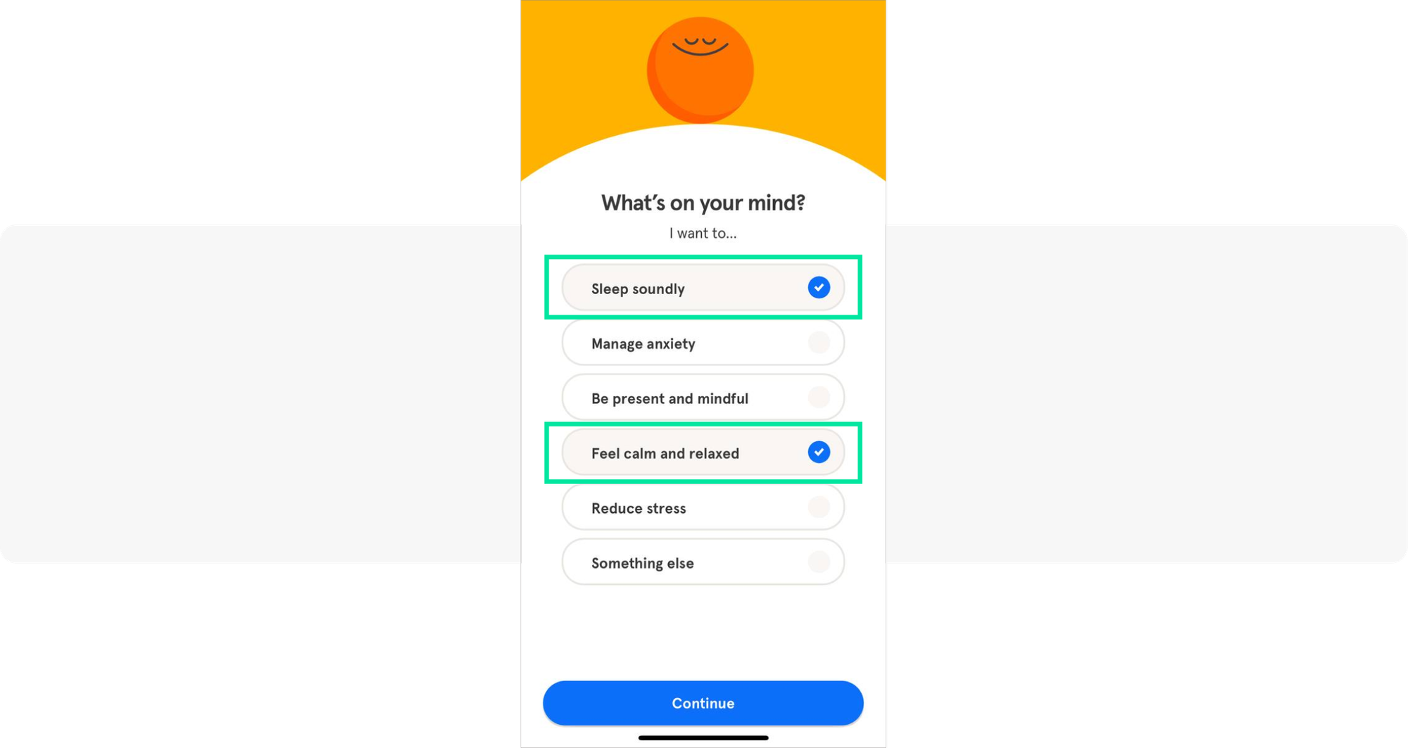 Onboarding in-apps collecting user preferences example