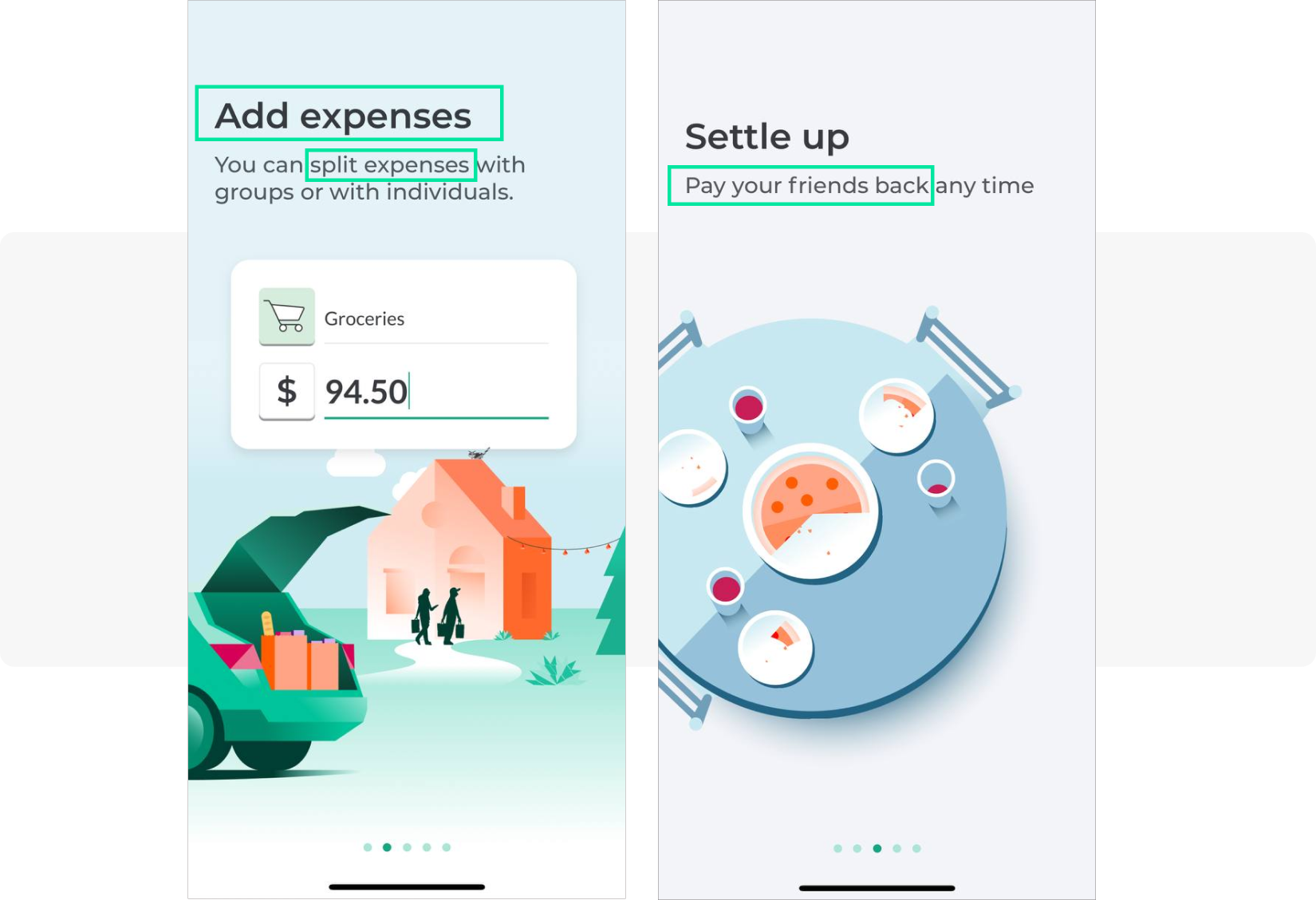 Splitwise feature discovery in-apps example