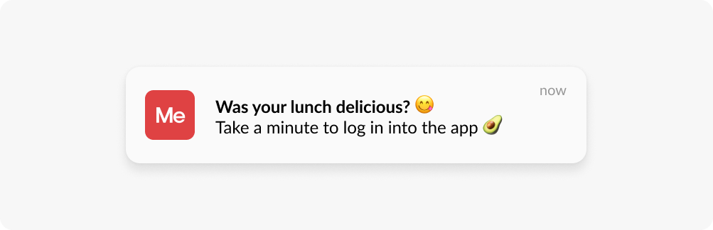 Push notification emojis example Better me app