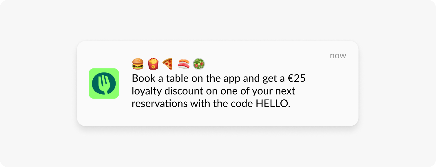 Push notification emojis example the Fork