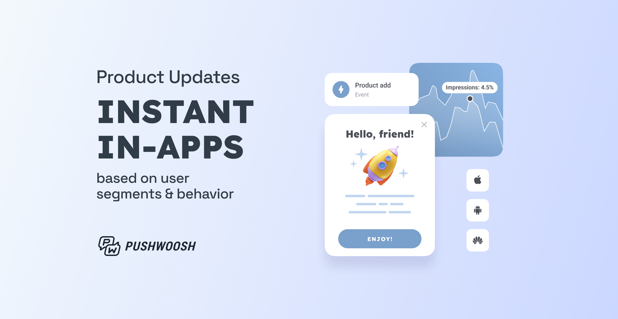 Send instant in-app messages based on user behavior and segments