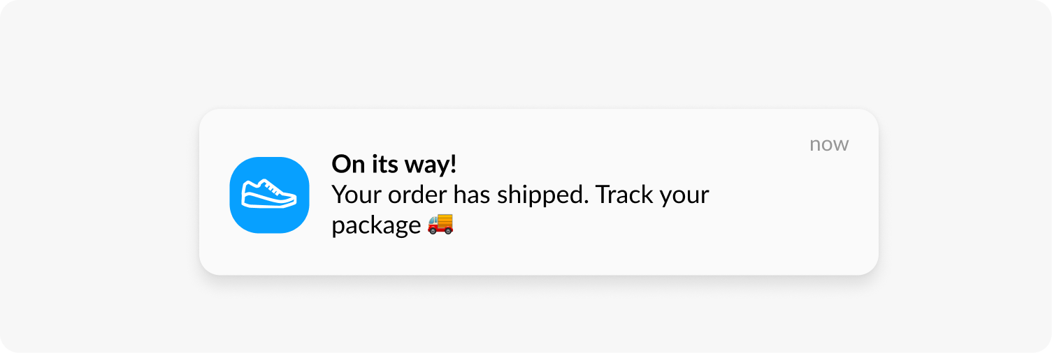 Shipping update transactional push notification