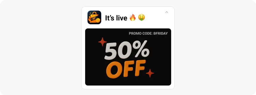 Rich push notification example black friday