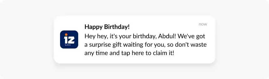 happy birthday push notification example