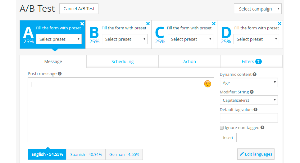 A/B testing for effective push notifications