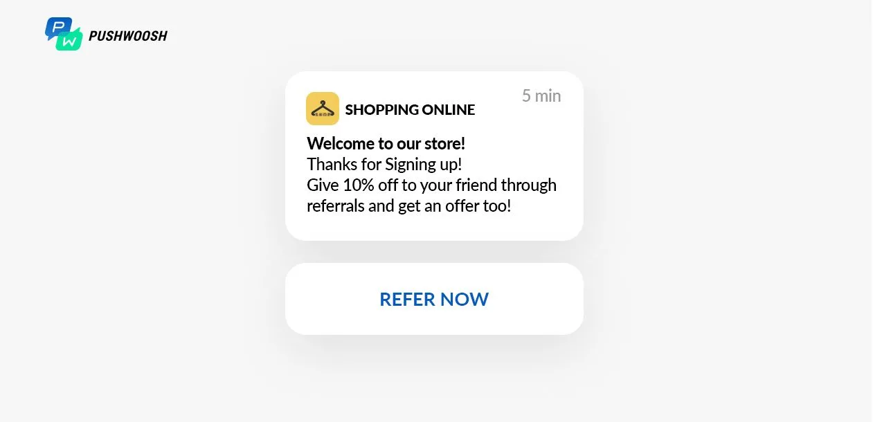 aumentar o opt-in de notificações push - Uma notificação push de boas-vindas com indicação