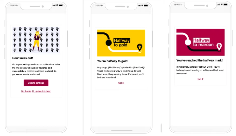 Сообщения в приложении для продвижения контента