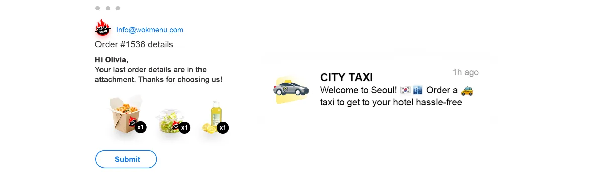 적절한 이메일 또는 푸시 알림 프리셋을 선택하고 몇 번의 클릭으로 사용자 정의하세요