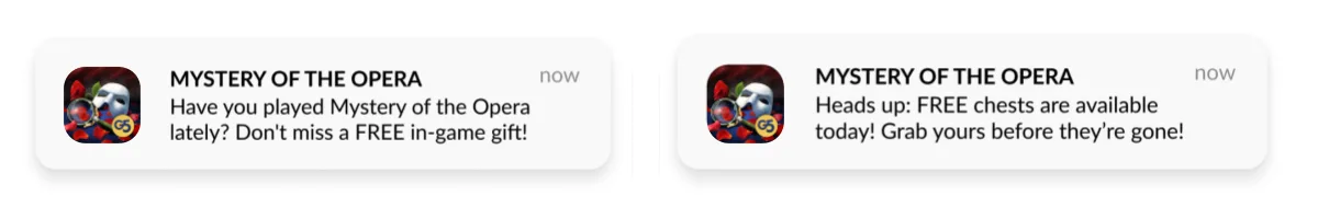 游戏应用的吸引人推送通知 - 最佳示例