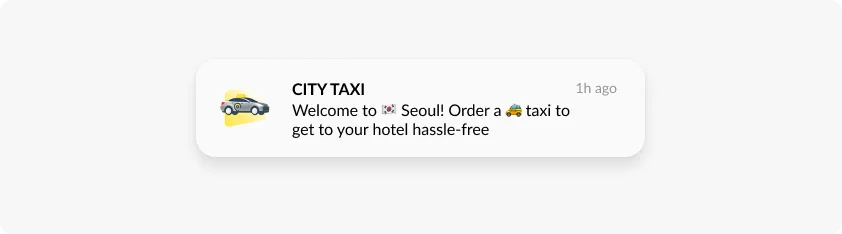 Beispiel für eine standortbasierte Push-Benachrichtigung von City Taxi