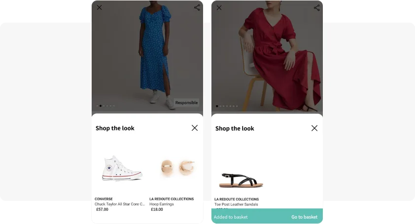 In-App-Beispiele für Cross-Selling von La Redoute