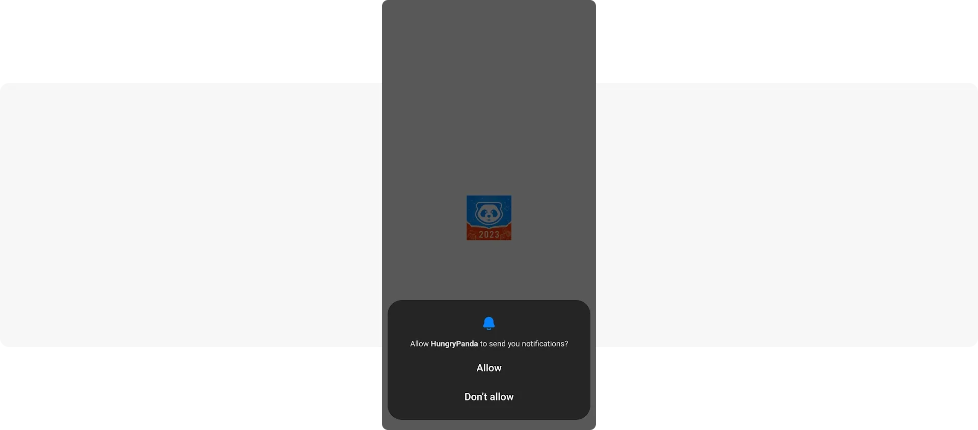 Écran d'opt-in par défaut - application de livraison de repas HungryPanda