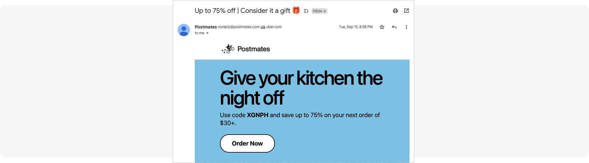 E-mail de réengagement - application de livraison de repas Postmates