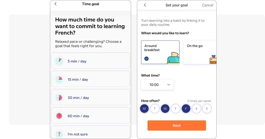 Onboarding-Fragebogen Zeitplan-Einstellungs-Beispiel