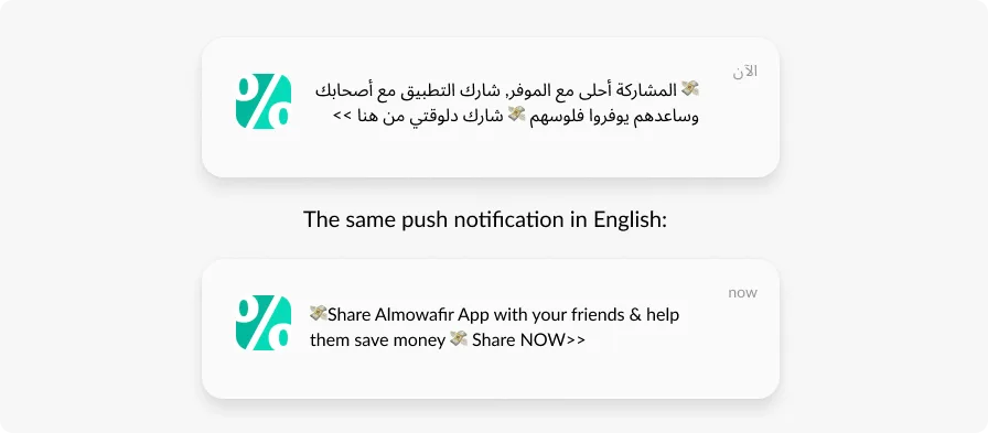 Beispiel für Push-Benachrichtigung Gutschein- und Rabatt-App