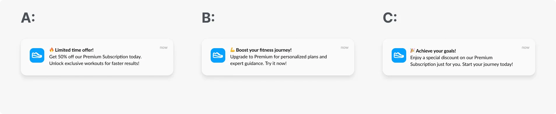 A/B/C test for a push notification example