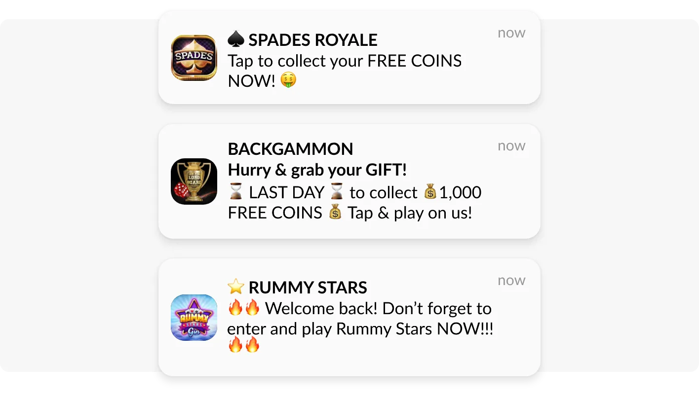 Beach Bum 品牌旗下应用发送的移动推送通知示例