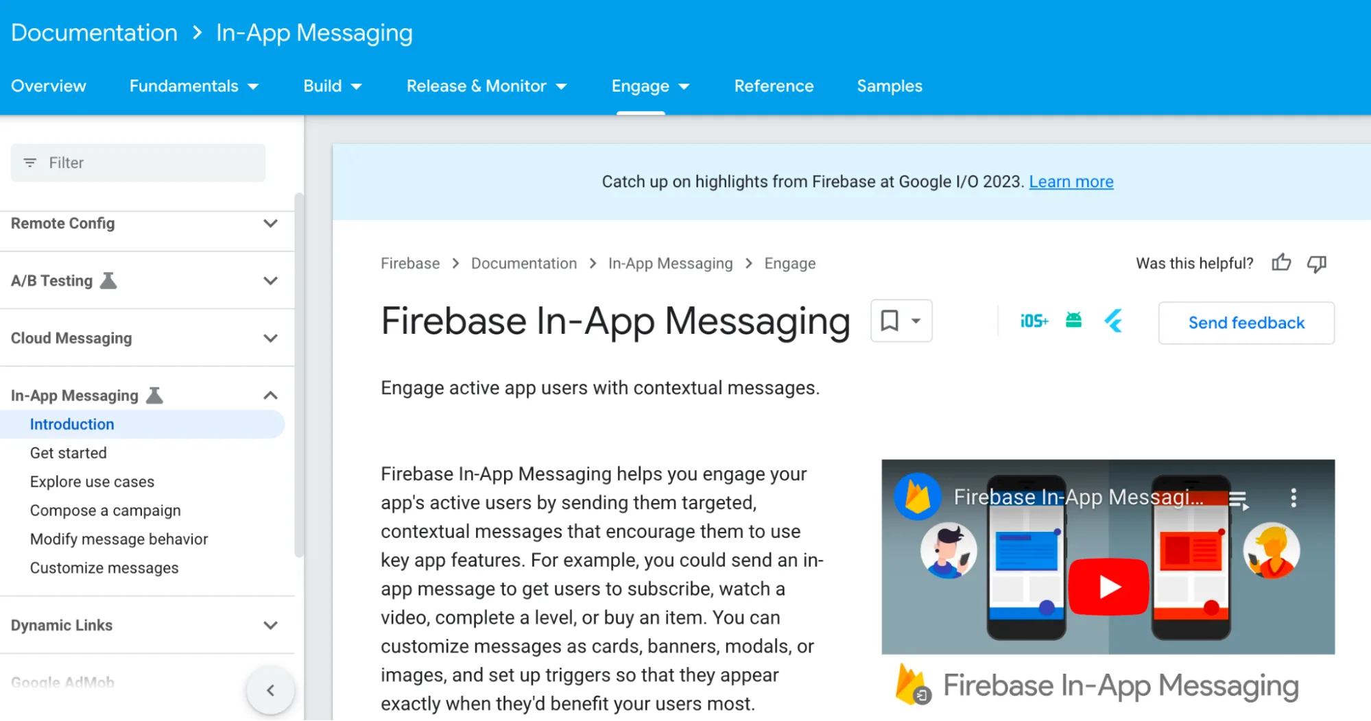 เอกสารประกอบ Firebase In-App Messaging