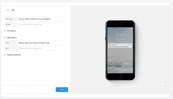 Leanplum’s push notification editor
