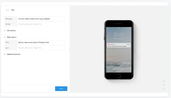 Editor de notificaciones push de Leanplum