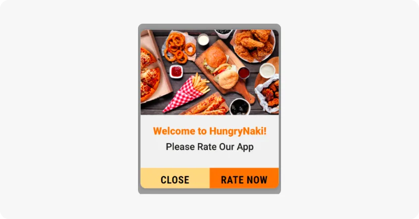 Exemplo de mensagem no aplicativo solicitando a avaliação do aplicativo