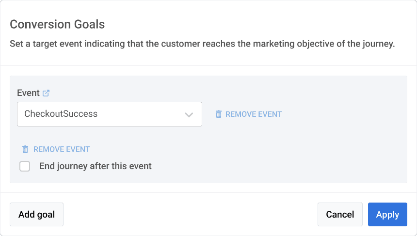 Conversion goal setting for messaging campaign Pushwoosh