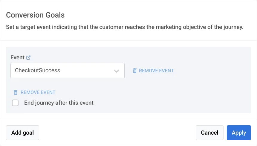 Pushwoosh में मैसेजिंग कैंपेन के लिए कनवर्ज़न लक्ष्य सेटिंग