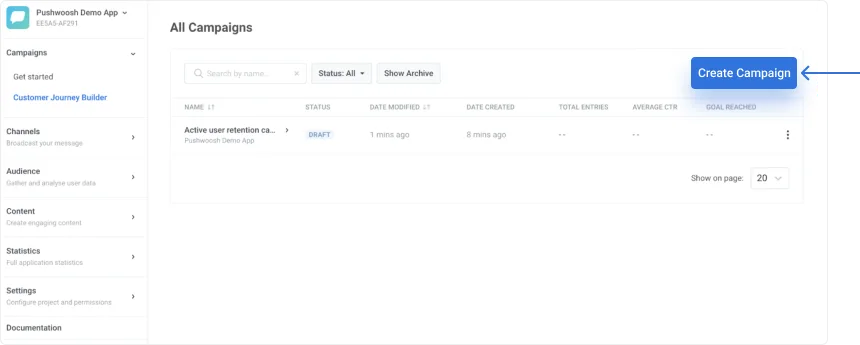 Pushwoosh में कैंपेन बनाएं