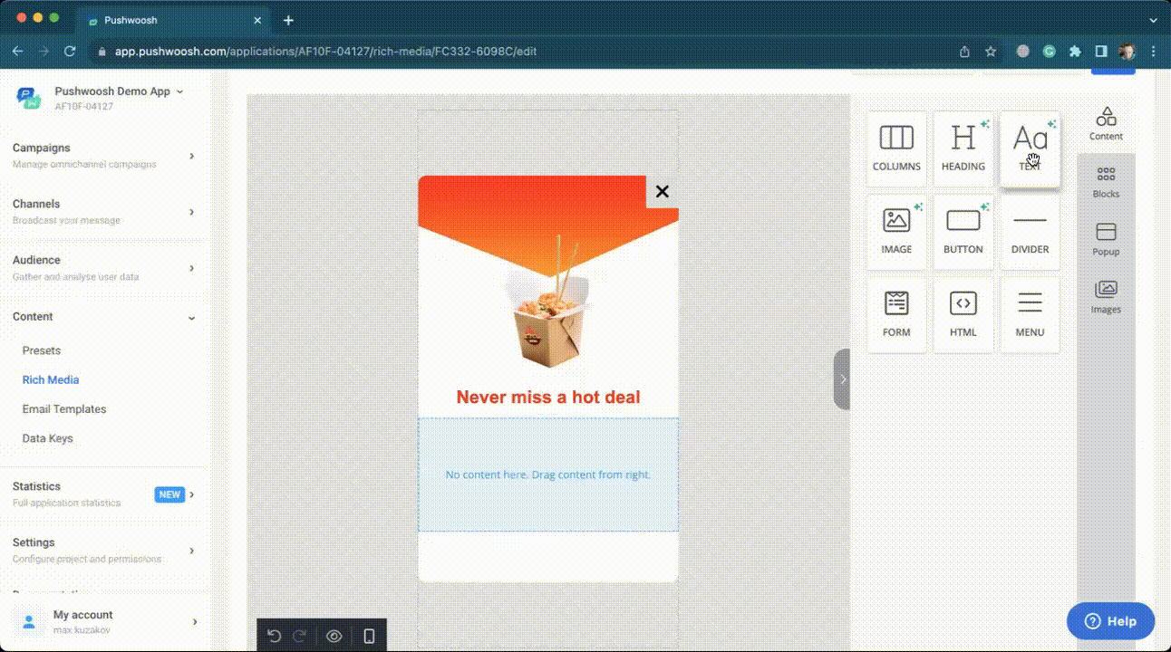 Pushwoosh No-Code In-App Editor