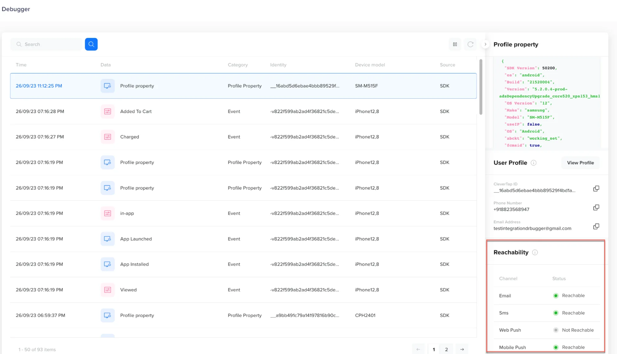 Erreichbarkeitsprüfung CleverTap