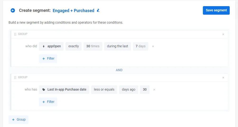 Segment engagierter Nutzer