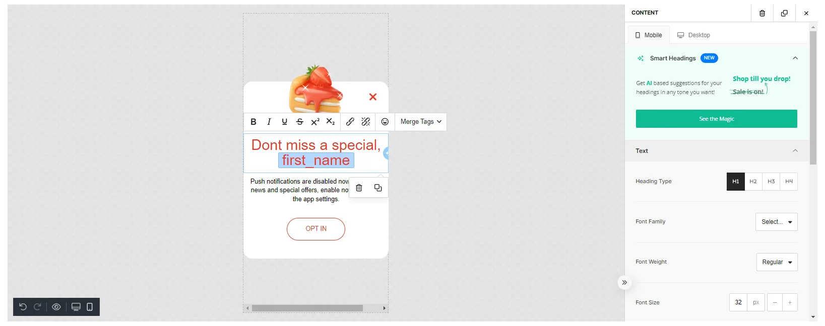 In-App-Nachricht zur Anforderung des Opt-ins für Push-Benachrichtigungen - Pushwoosh