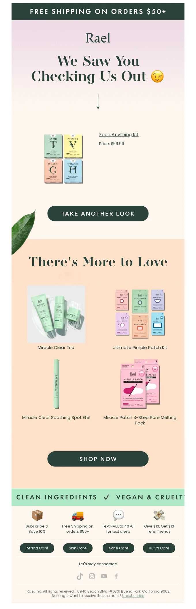 อีเมลการกู้คืนตะกร้าสินค้าที่ถูกทิ้ง - ตัวอย่าง Rael