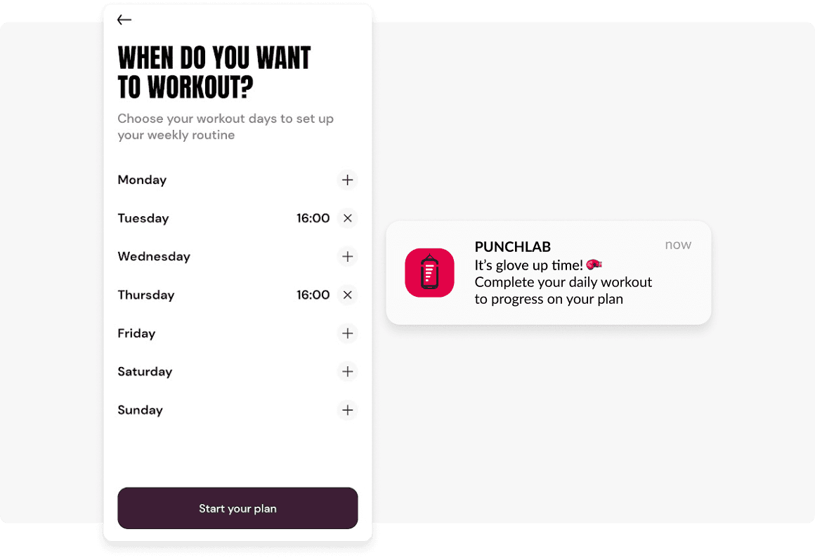 Scheduled reminder - push notification example - Punchlab app