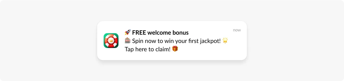 赌场应用的推送通知 - 通用示例