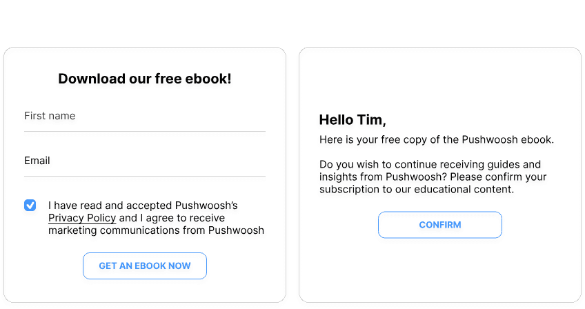 Email double opt-in example - Pushwoosh