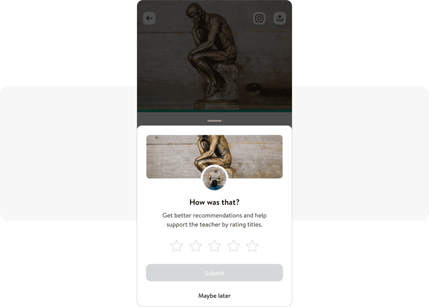 User feedback prompt example Insight Timer