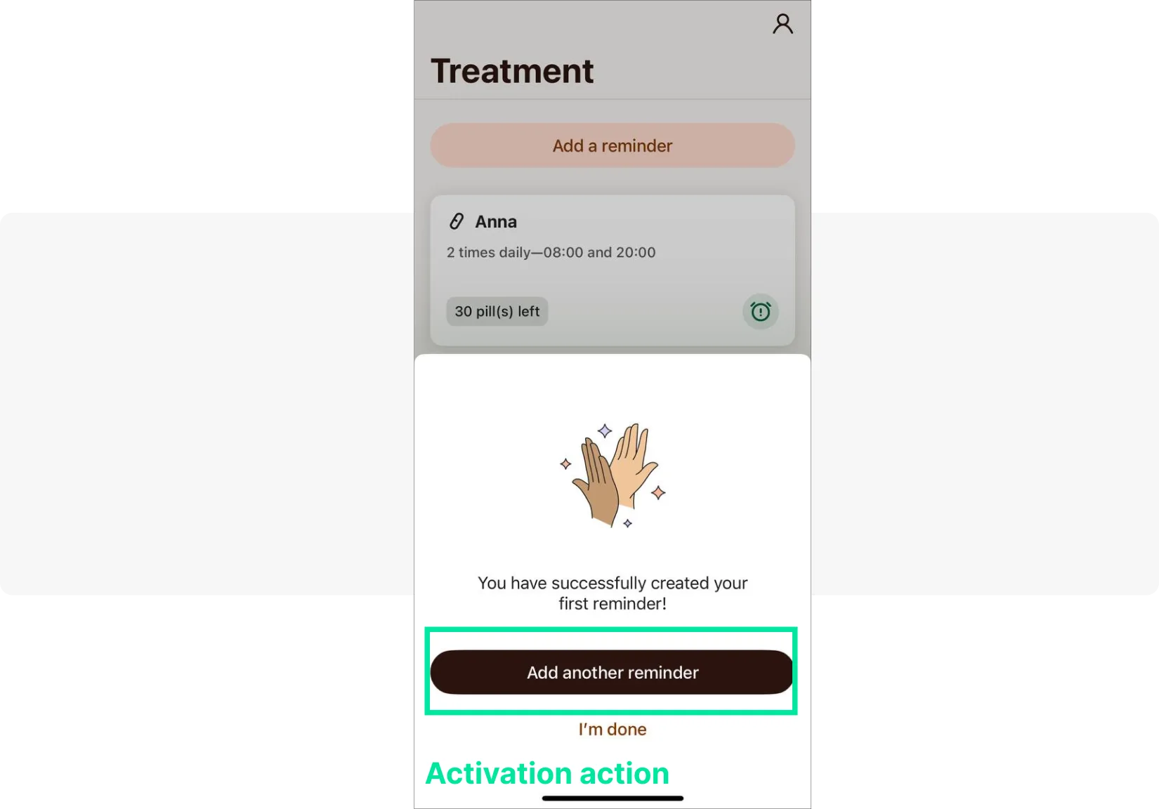 Activación in-app en la aplicación MyTherapy