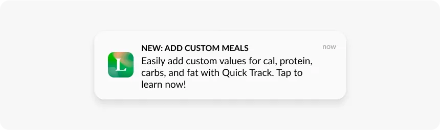 নতুন ফিচার ঘোষণার পুশ নোটিফিকেশন উদাহরণ Lifesum