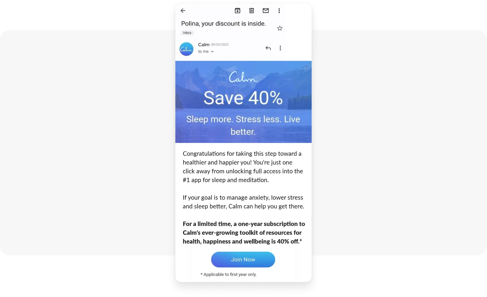 Calm ऐप का प्रीमियम में रूपांतरण