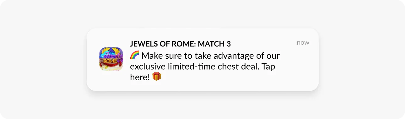 Beispiel für eine Push-Benachrichtigung mit einem zeitlich begrenzten Angebot