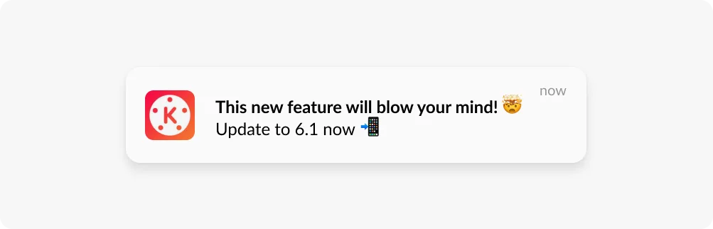 पुश नोटिफिकेशन इमोजी उदाहरण KineMaster