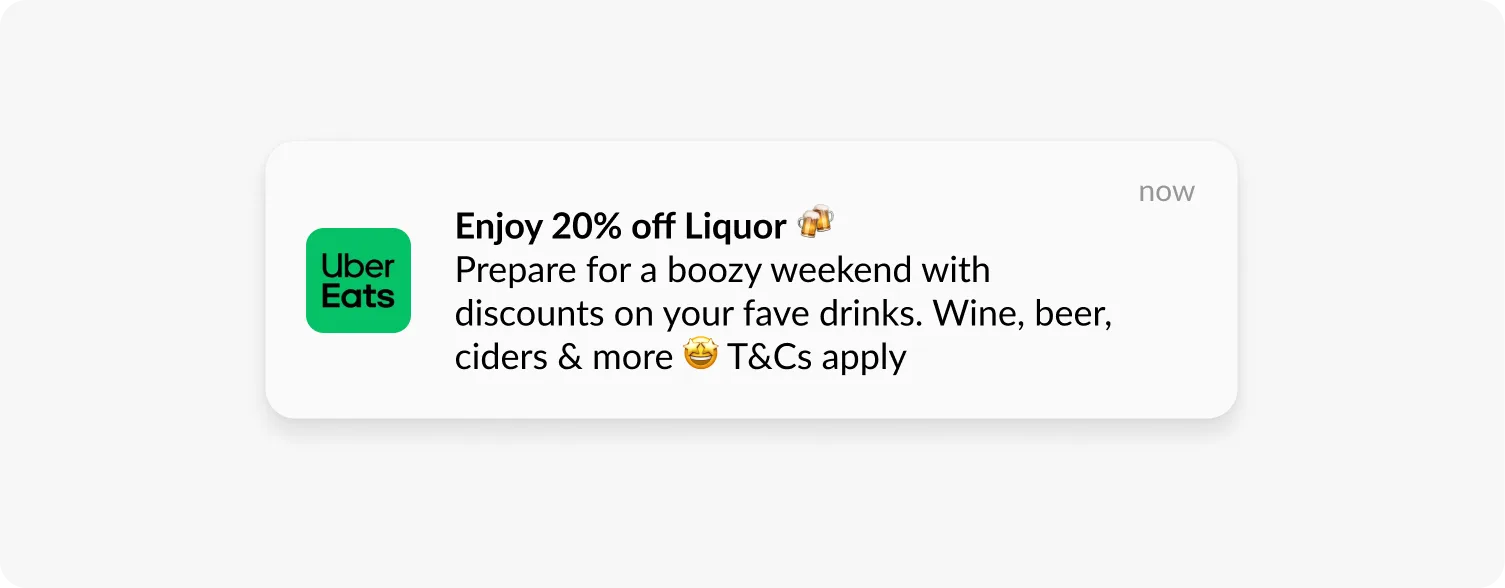 पुश शीर्षक और कॉपी उदाहरण में इमोजी