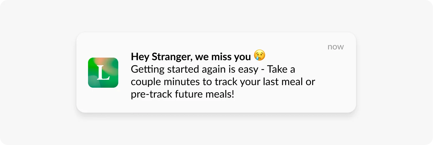 Lifesum इमोजी पुश नोटिफिकेशन उदाहरण