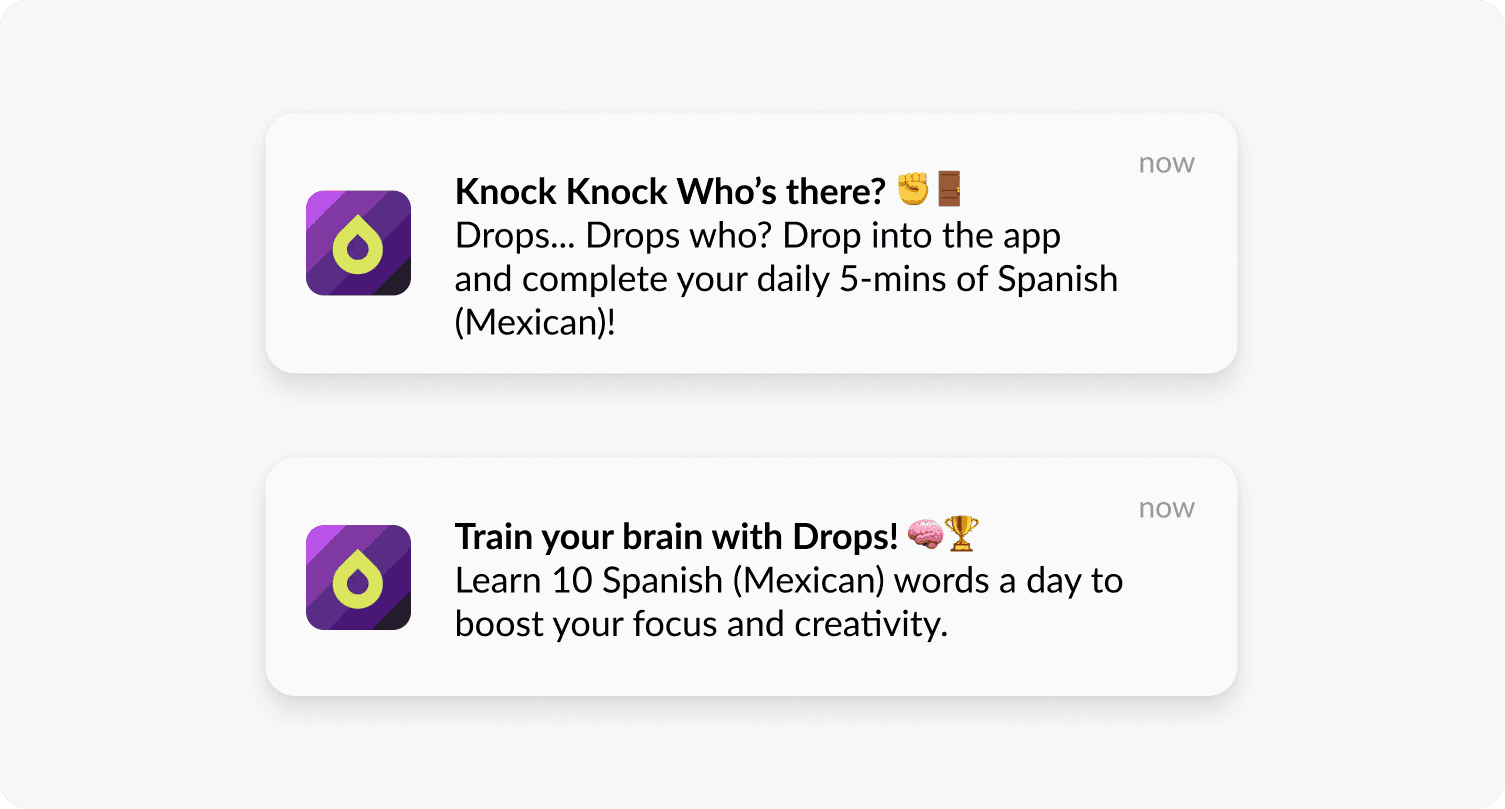 Emojis in push copy example