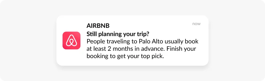 ตัวอย่าง push จาก Airbnb