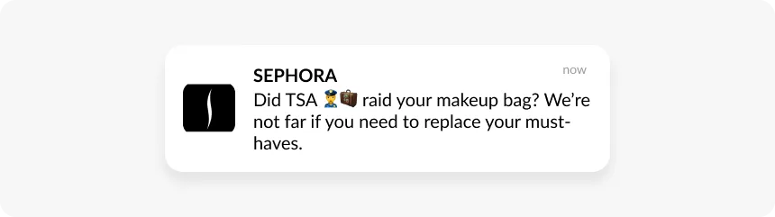 ตัวอย่าง push จาก Sephora