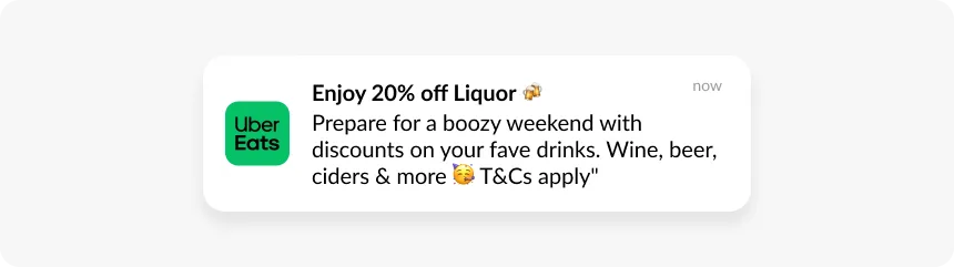 ตัวอย่าง push จาก Uber Eats