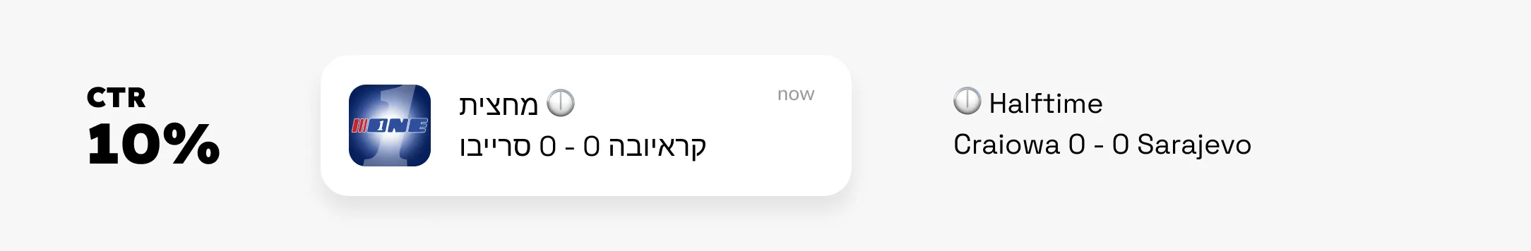 Notificación push de ONE.co.il - resultados del descanso
